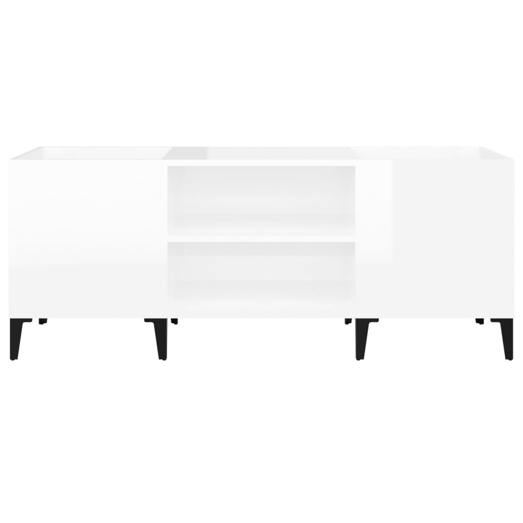 Disc cabinets glossy white 121x38x48 cm, processed wood