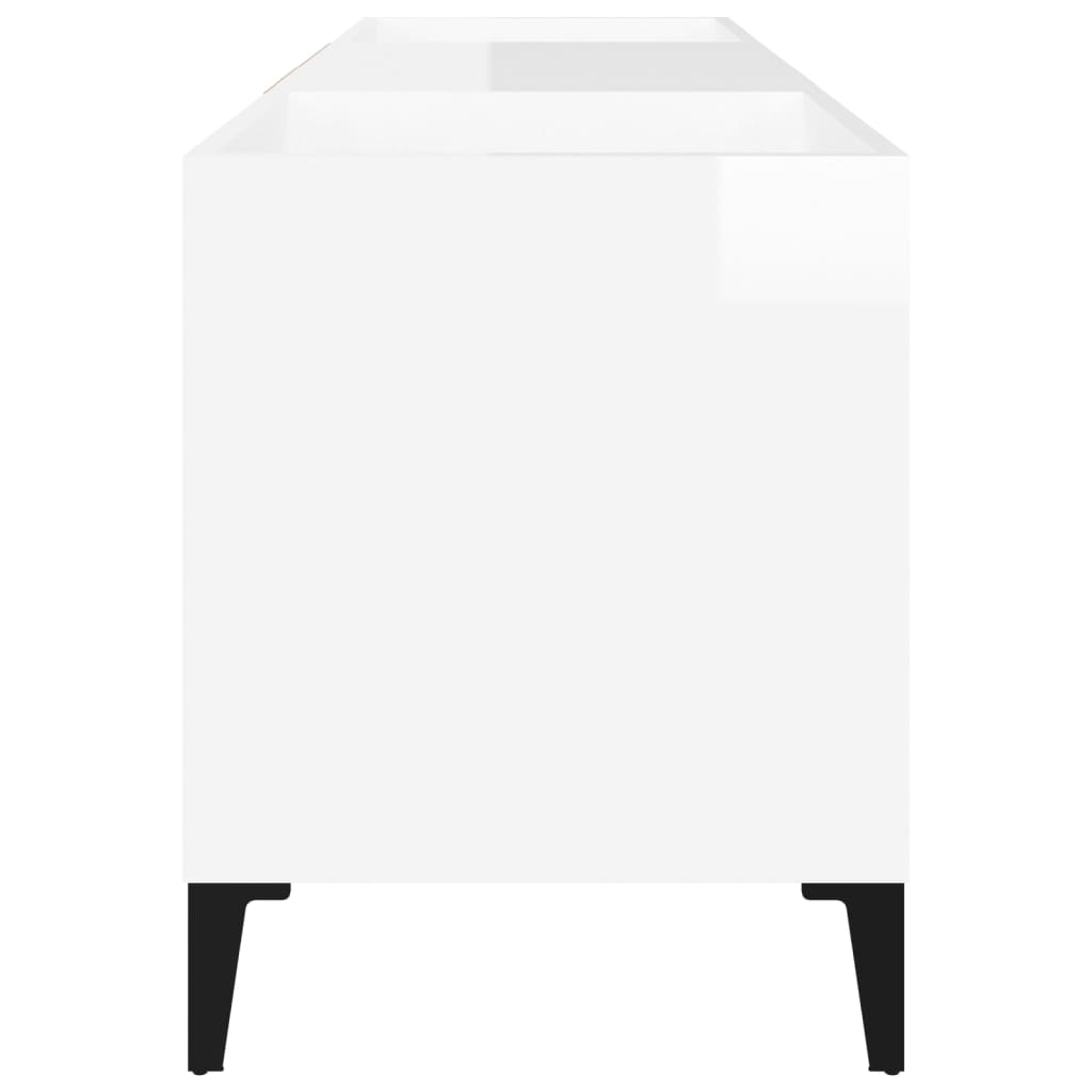 Disc cabinets glossy white 121x38x48 cm, processed wood