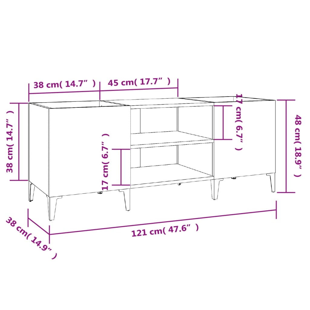 Gray concrete disc cabinet, 121x38x48 cm, processed wood
