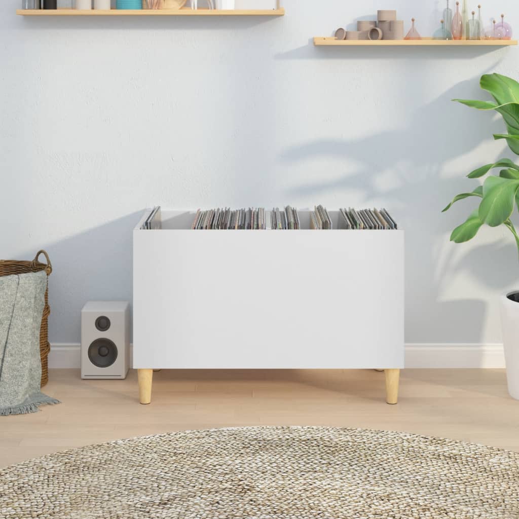 Record cabinet, white, 74.5x38x48 cm, processed wood