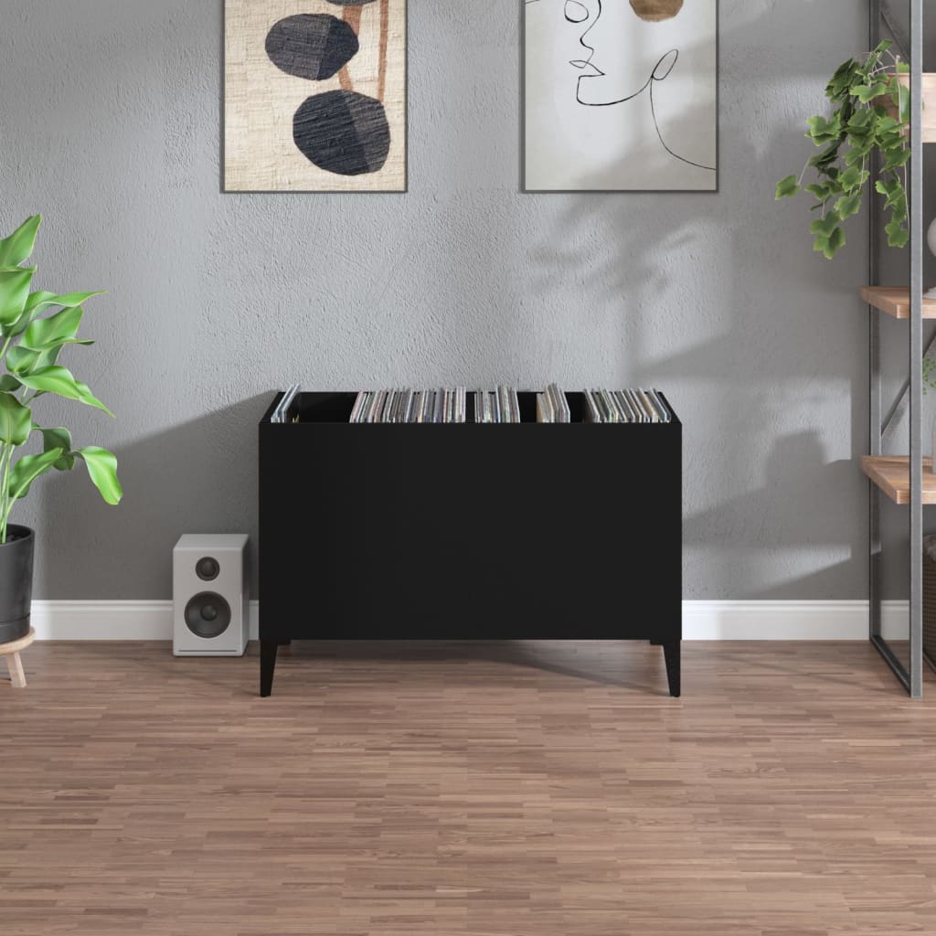Disc cabinet, black, 74.5x38x48 cm, processed wood