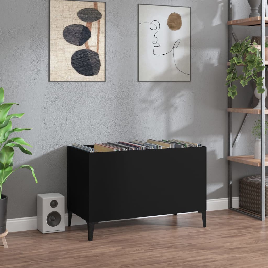 Disc cabinet, black, 74.5x38x48 cm, processed wood