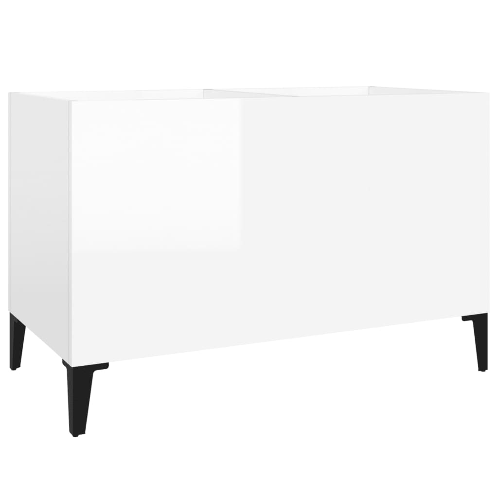 CD cabinet, extra-glossy white 74.5x38x48 cm processed wood