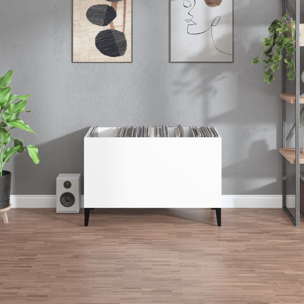 CD cabinet, extra-glossy white 74.5x38x48 cm processed wood