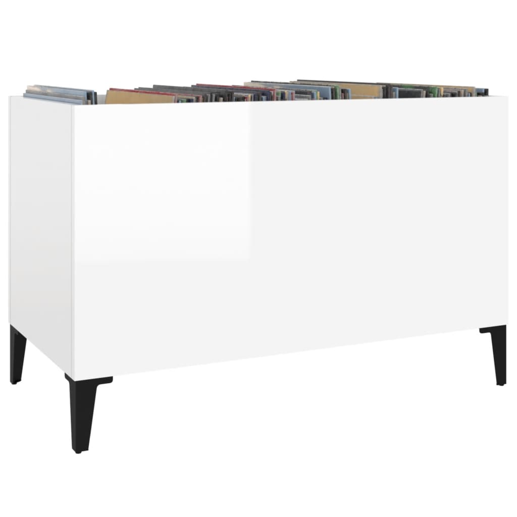 CD cabinet, extra-glossy white 74.5x38x48 cm processed wood