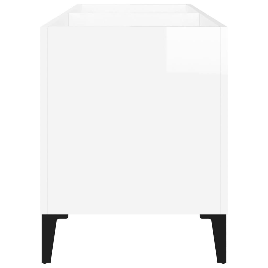 CD cabinet, extra-glossy white 74.5x38x48 cm processed wood