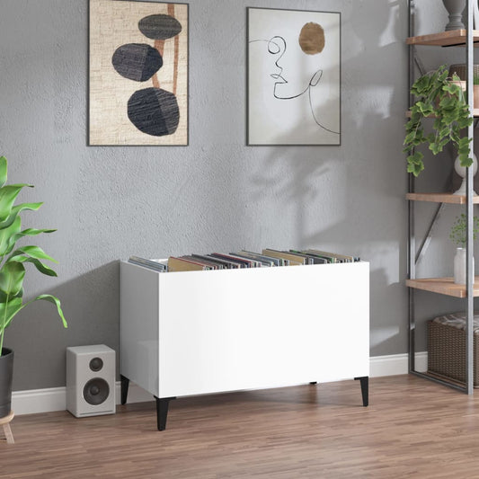 CD cabinet, extra-glossy white 74.5x38x48 cm processed wood