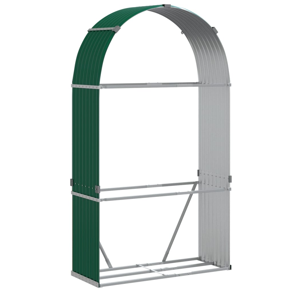 Suport pentru bușteni, verde, 120x45x210 cm, oțel galvanizat