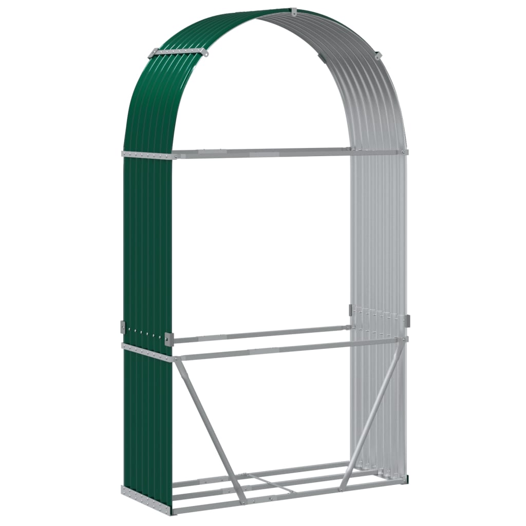 Suport pentru bușteni, verde, 120x45x210 cm, oțel galvanizat
