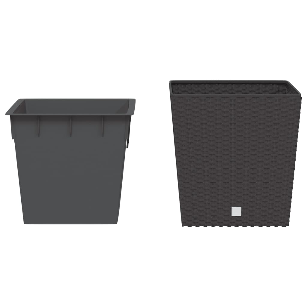 Jardinieră cu interior detașabil, maro, 21 / 32 L, PP ratan