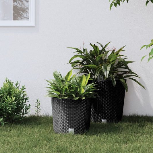 Jardinieră cu interior detașabil, antracit 15 / 15,3 L PP ratan
