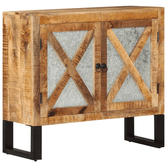 Sideboard, 80x30x71 cm, solid raw mango wood and metal