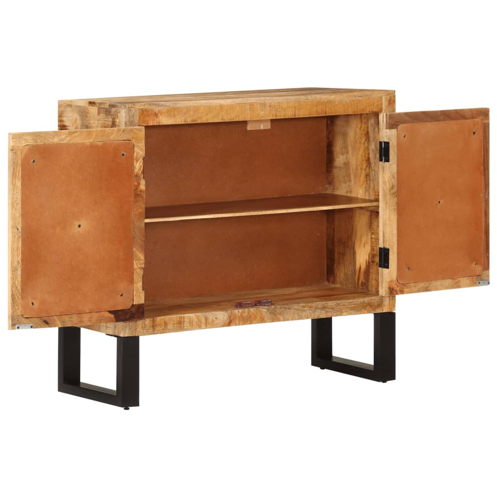 Sideboard, 80x30x71 cm, solid raw mango wood and metal