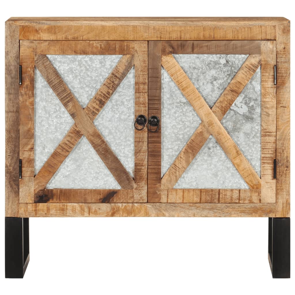 Sideboard, 80x30x71 cm, solid raw mango wood and metal