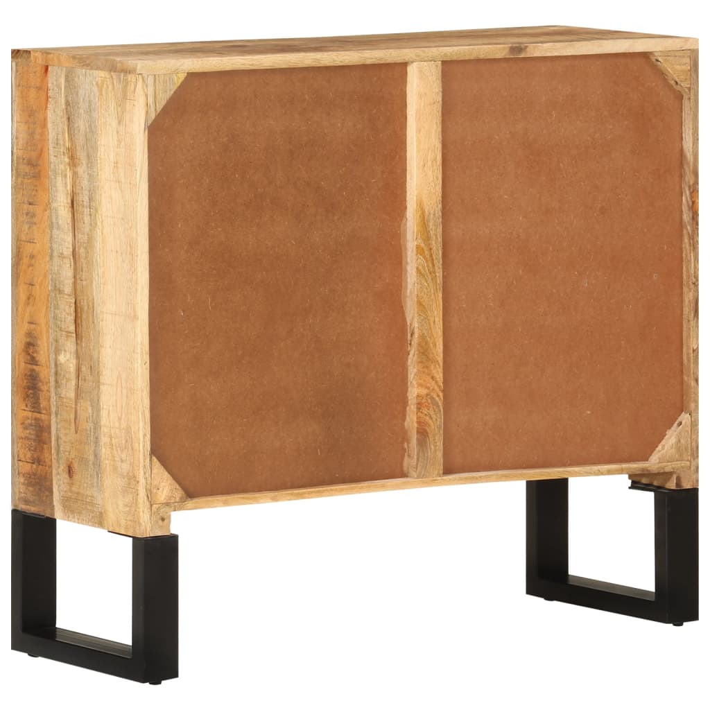 Sideboard, 80x30x71 cm, solid raw mango wood and metal