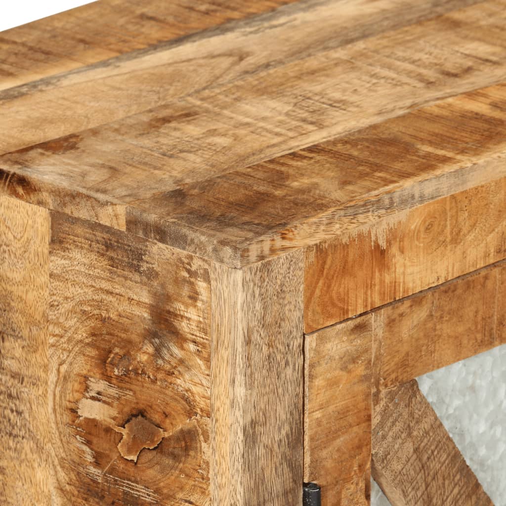 Sideboard, 80x30x71 cm, solid raw mango wood and metal