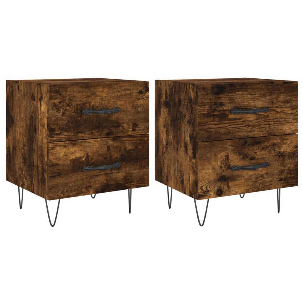 Bedside tables, 2 pcs., smoky oak, 40x35x47.5 cm, composite wood