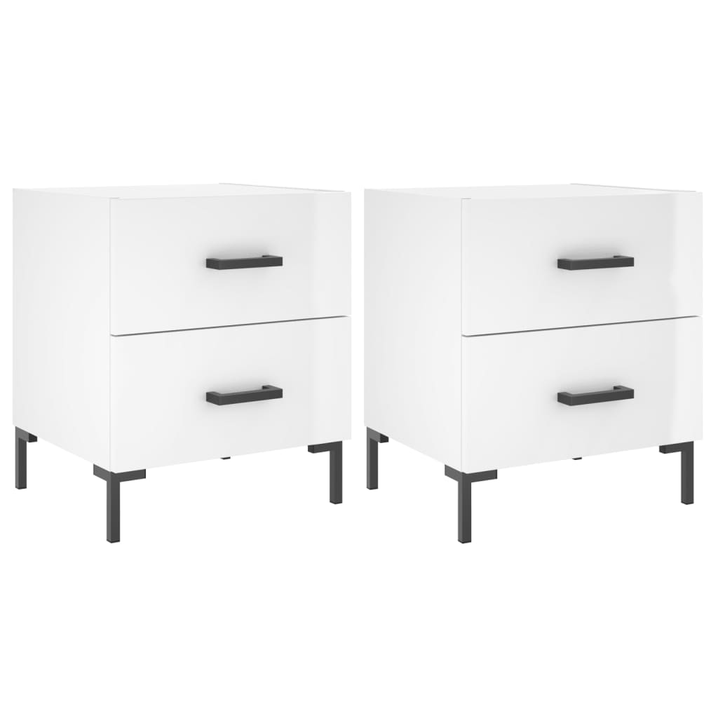 Bedside tables, 2 pcs., extra-glossy white, 40x35x47.5 cm, composite wood