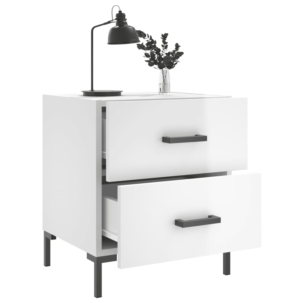 Bedside tables, 2 pcs., extra-glossy white, 40x35x47.5 cm, composite wood