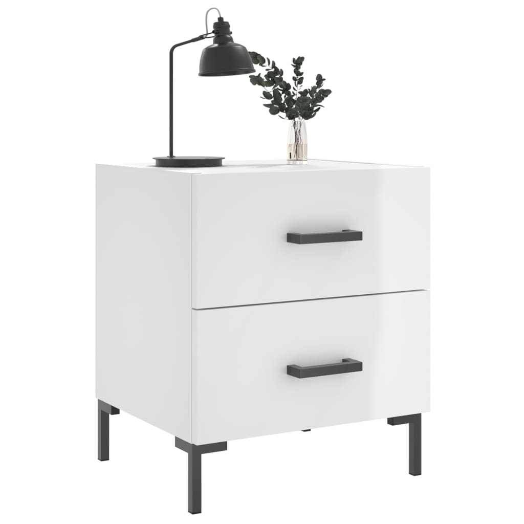 Bedside tables, 2 pcs., extra-glossy white, 40x35x47.5 cm, composite wood