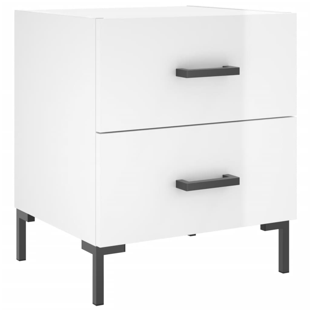 Bedside tables, 2 pcs., extra-glossy white, 40x35x47.5 cm, composite wood