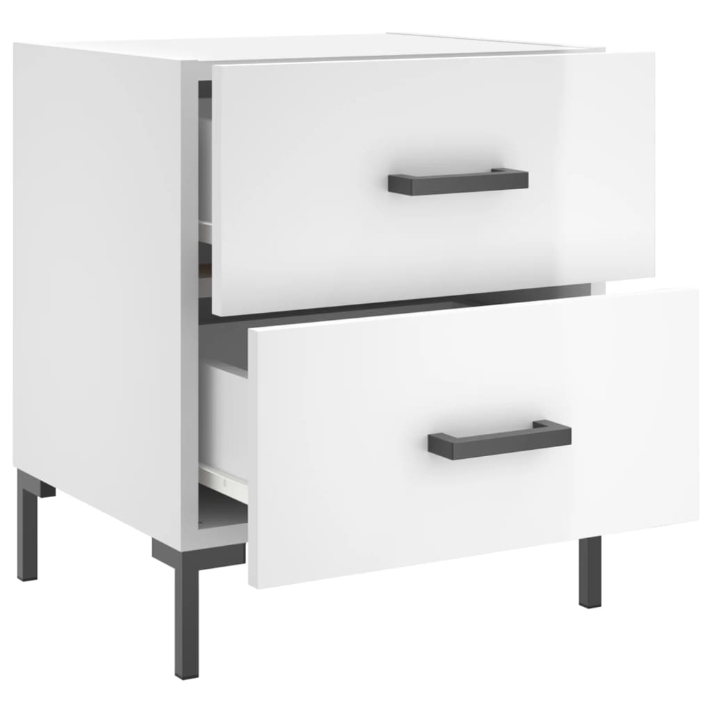 Bedside tables, 2 pcs., extra-glossy white, 40x35x47.5 cm, composite wood