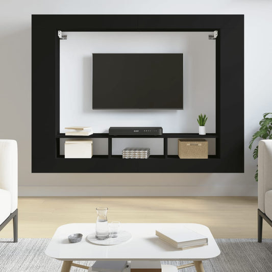 TV sideboard, black, 152x22x113 cm, processed wood
