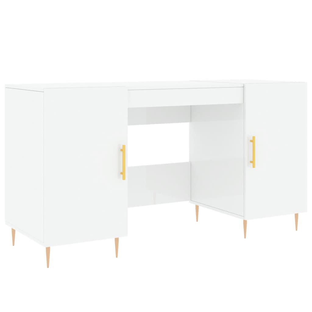 Desk, glossy white, 140x50x75 cm, composite wood