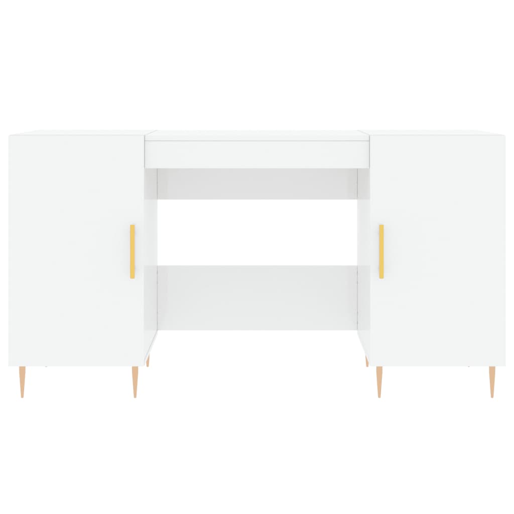 Desk, glossy white, 140x50x75 cm, composite wood
