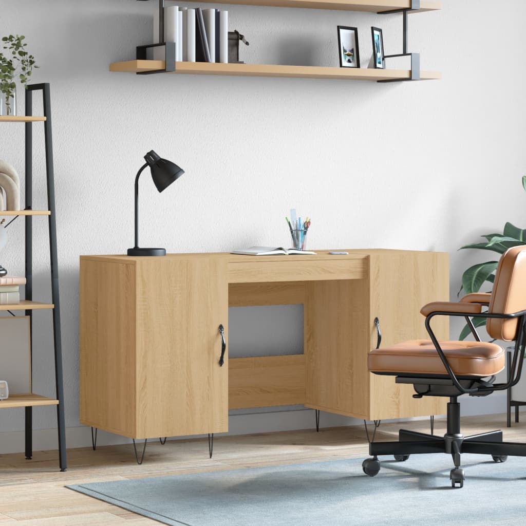 Desk, sonoma oak, 140x50x75 cm, composite wood