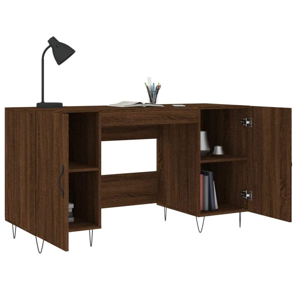 Desk, brown oak, 140x50x75 cm, composite wood
