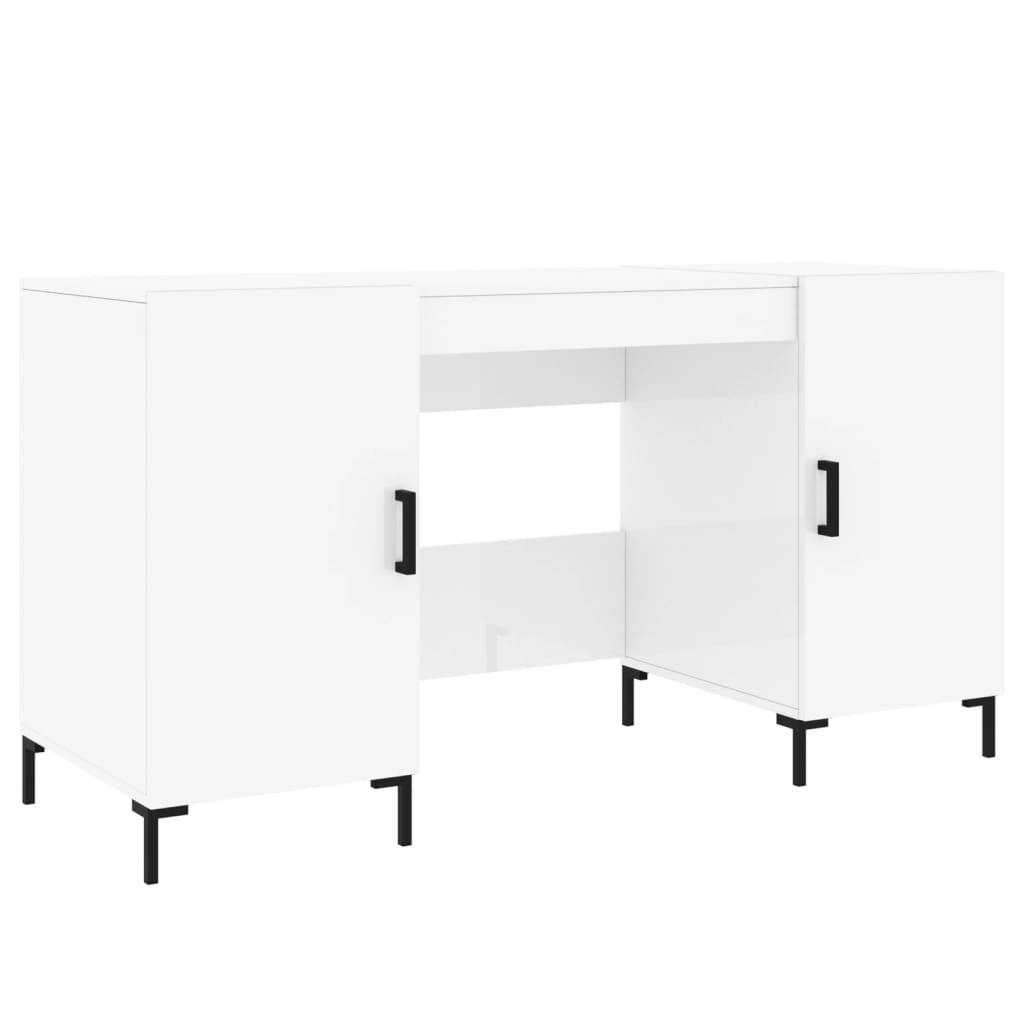 Desk, glossy white, 140x50x75 cm, composite wood