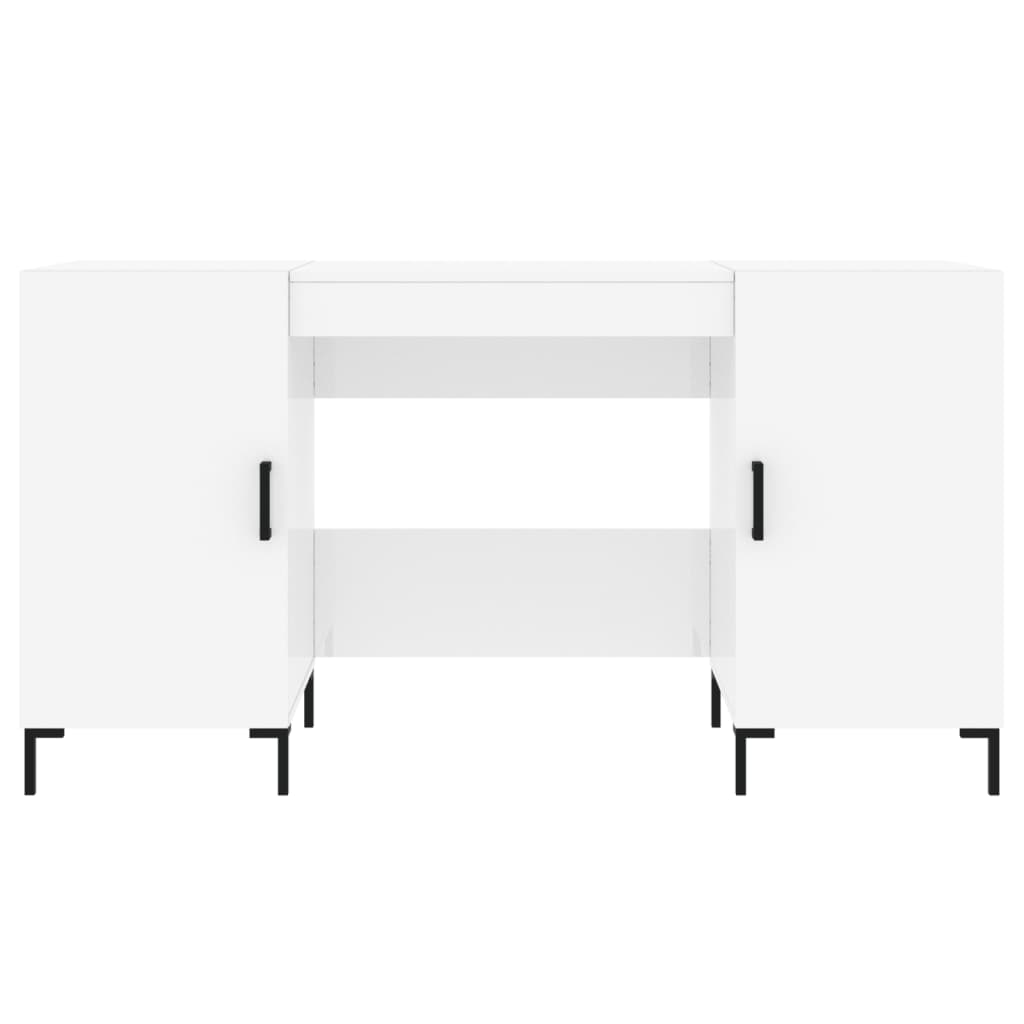 Desk, glossy white, 140x50x75 cm, composite wood