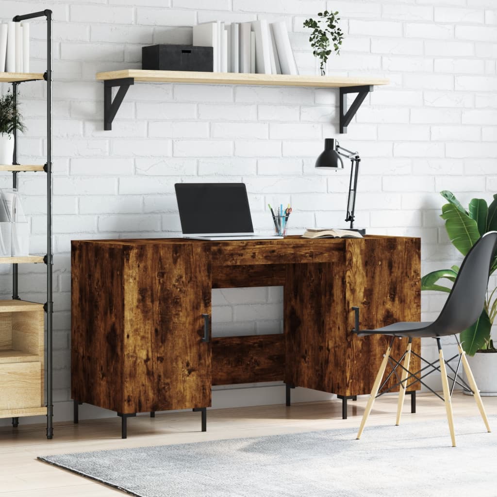 Desk, smoked oak, 140x50x75 cm, composite wood