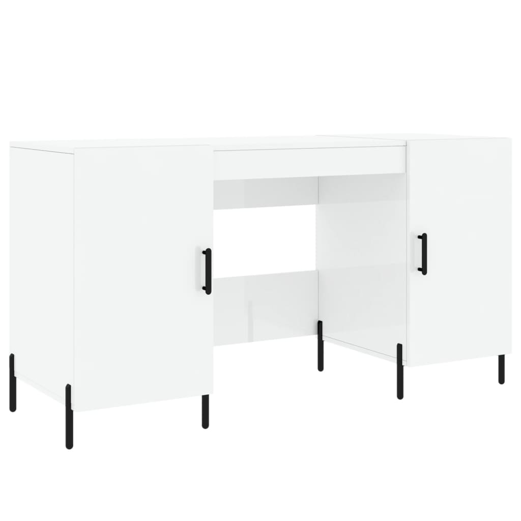 Desk, glossy white, 140x50x75 cm, composite wood