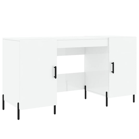 Desk, glossy white, 140x50x75 cm, composite wood