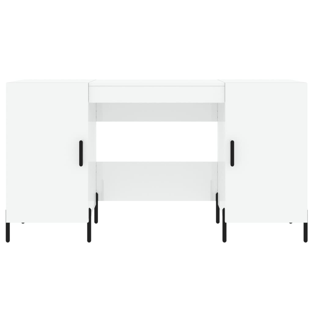 Desk, glossy white, 140x50x75 cm, composite wood