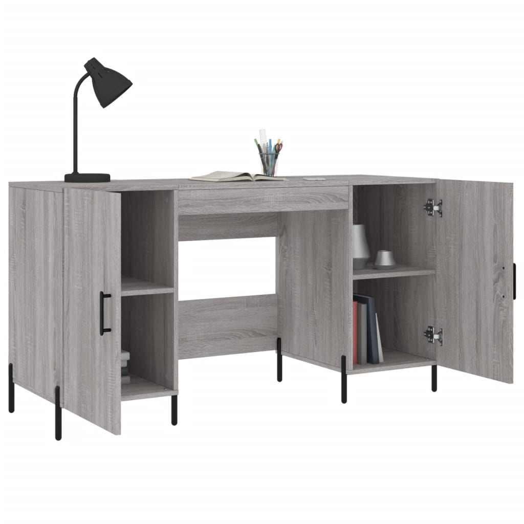 Desk, sonoma grey, 140x50x75 cm, composite wood