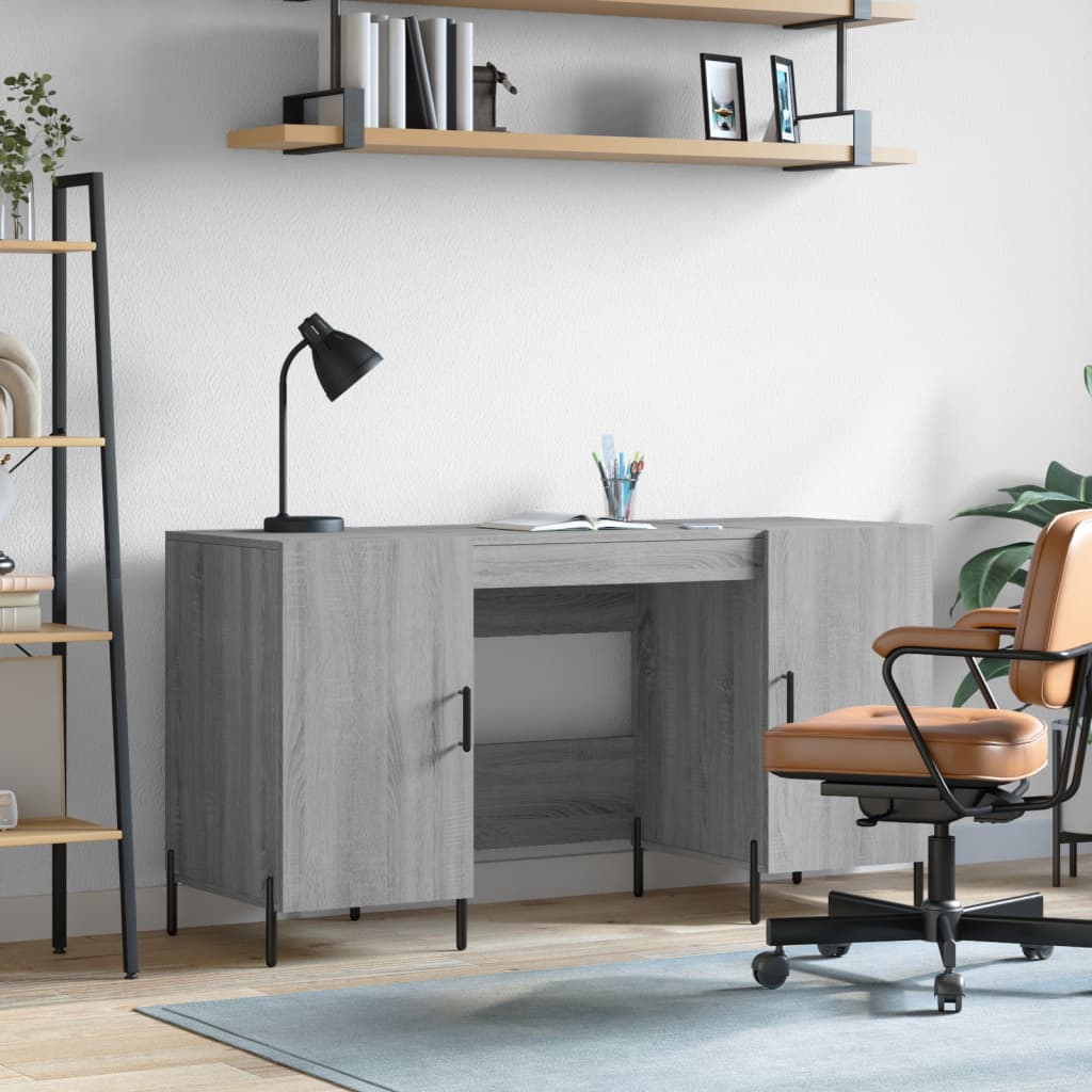 Desk, sonoma grey, 140x50x75 cm, composite wood