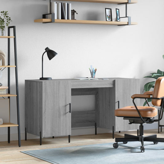 Desk, sonoma grey, 140x50x75 cm, composite wood