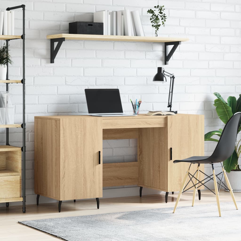 Desk, sonoma oak, 140x50x75 cm, composite wood