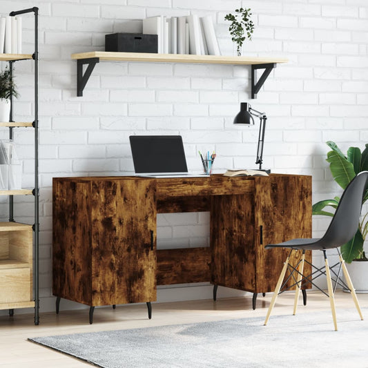 Desk, smoked oak, 140x50x75 cm, composite wood