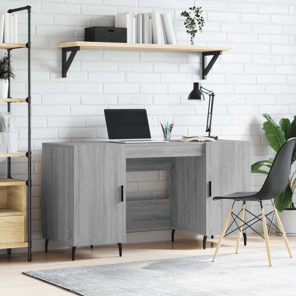Desk, sonoma grey, 140x50x75 cm, composite wood