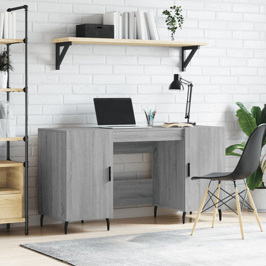 Desk, sonoma grey, 140x50x75 cm, composite wood
