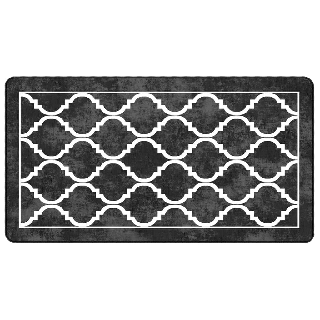 Washable carpet, black and white, 80x150 cm, anti-slip