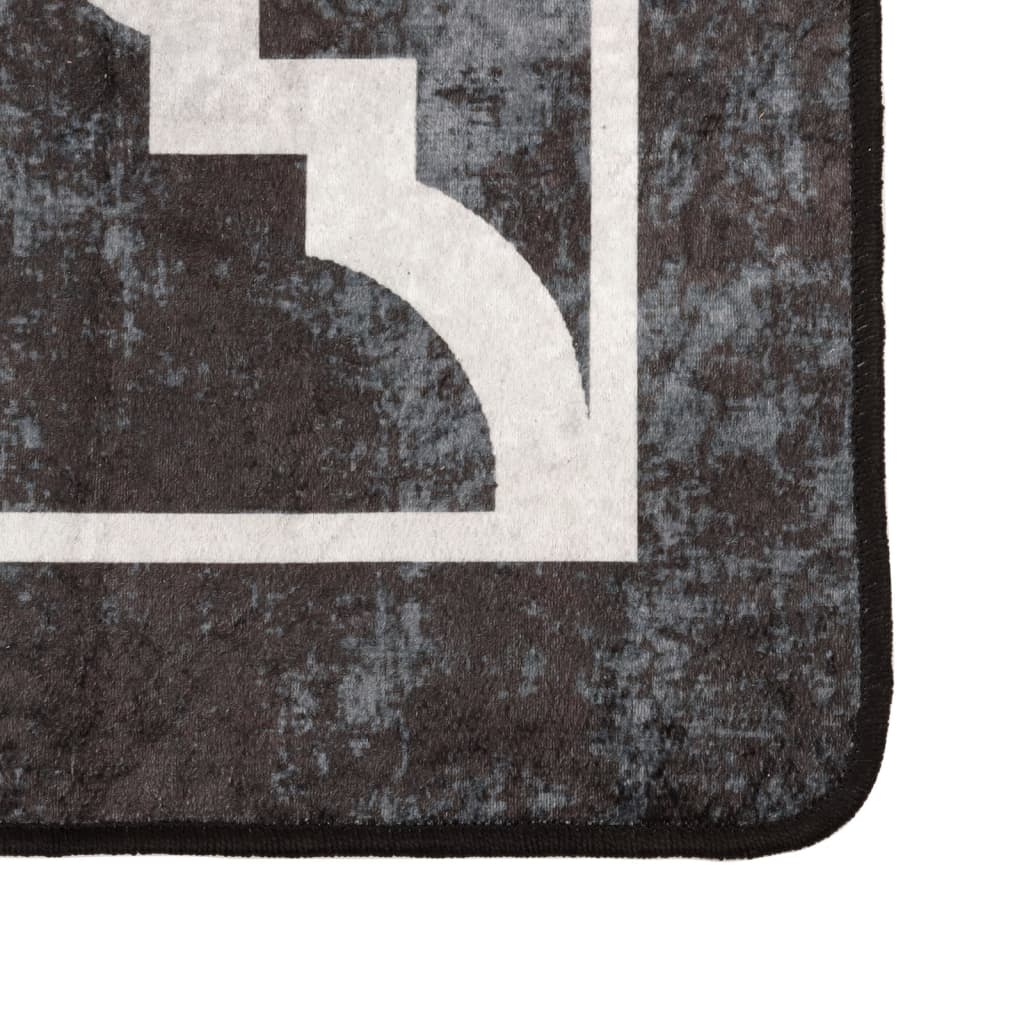 Washable carpet, black and white, 80x150 cm, anti-slip