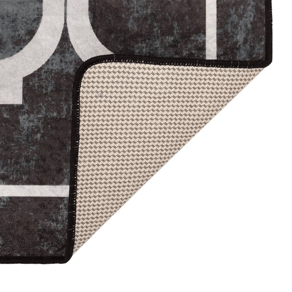 Washable carpet, black and white, 80x150 cm, anti-slip