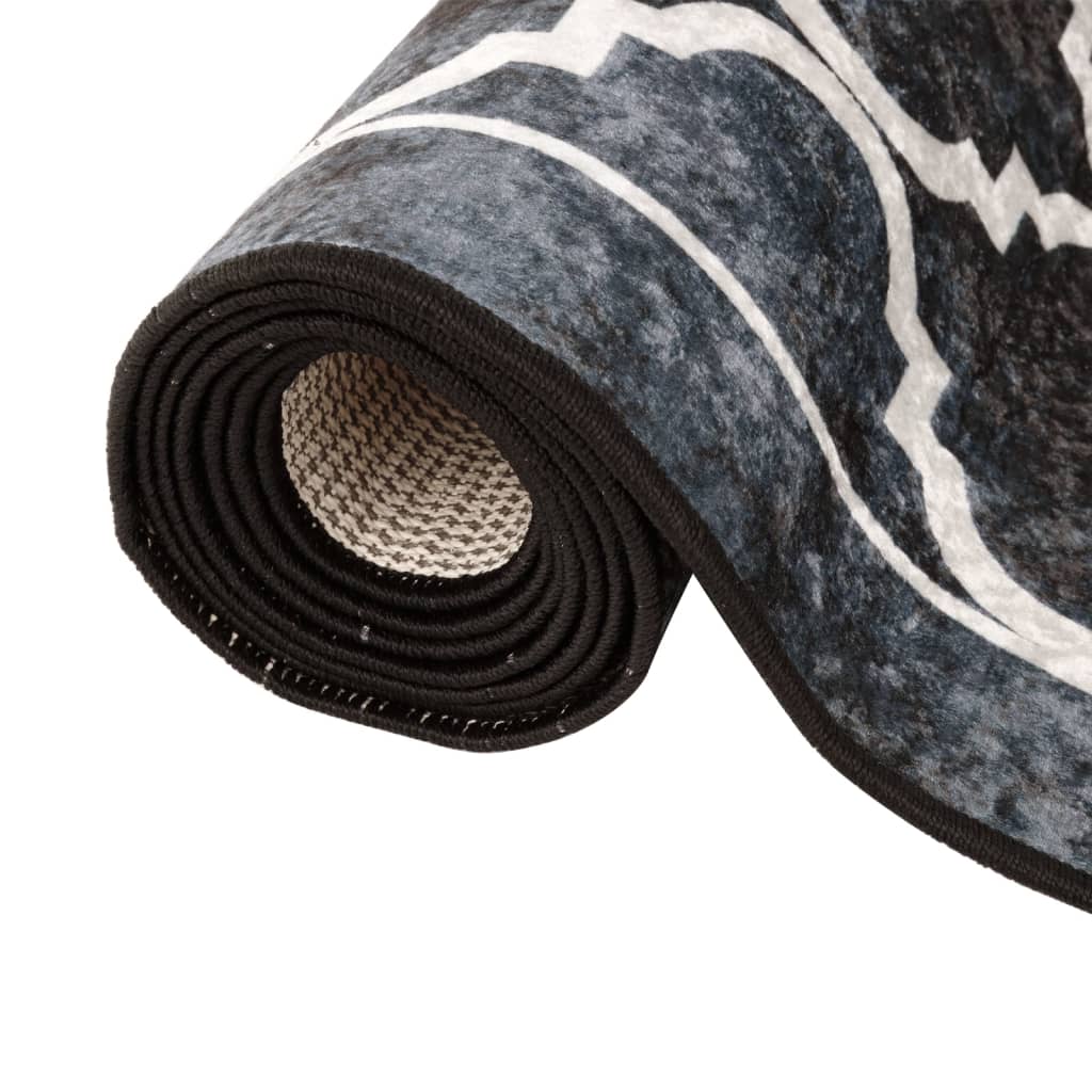 Washable carpet, black and white, 80x150 cm, anti-slip
