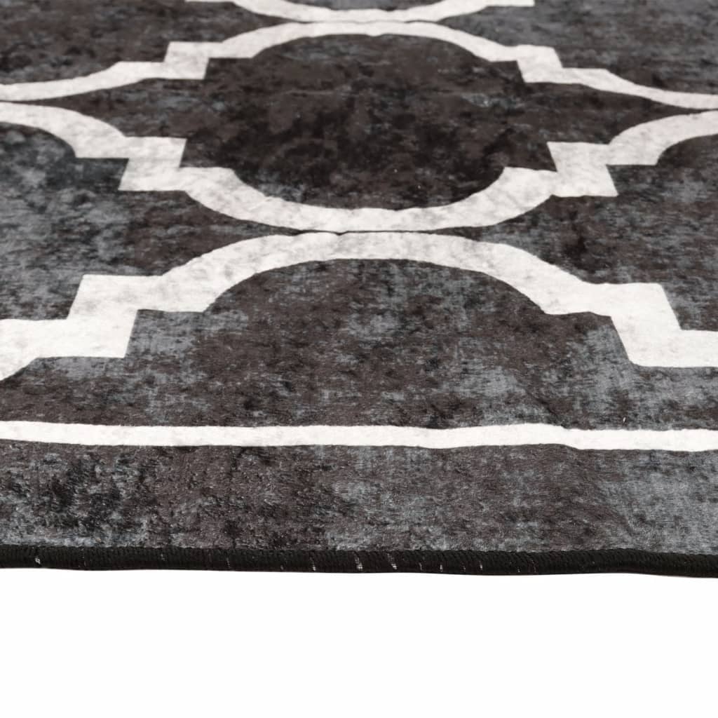 Washable carpet, black and white, 80x150 cm, anti-slip