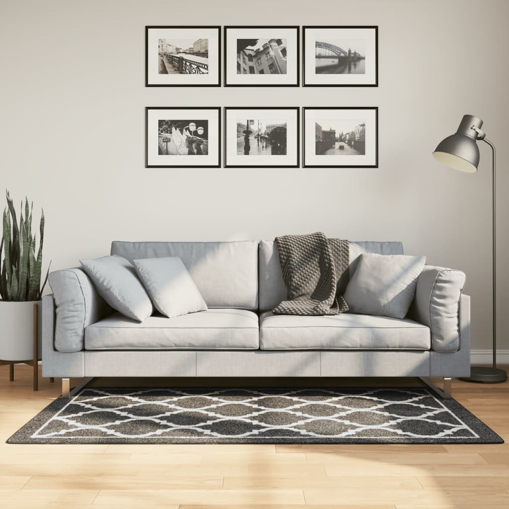 Washable carpet, black and white, 80x150 cm, anti-slip